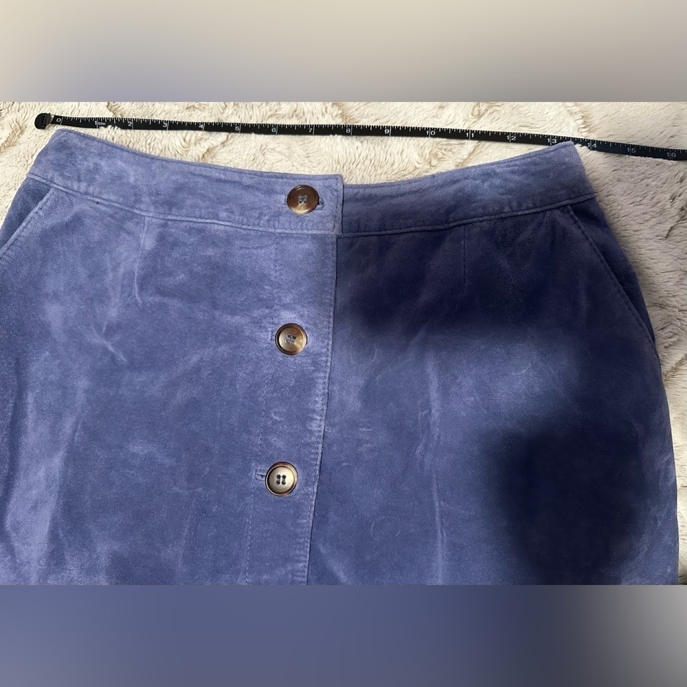 Monterey Bay Vintage Blue A-Line Leather Skirt - Picture 3 of 16